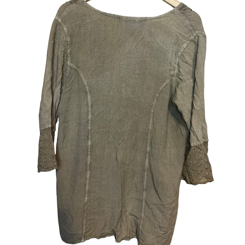 Mlle Gabrielle earth-toned embroidered tunic top 90s Size 16W2 - Picture 4 of 6